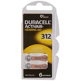 Duracell Easytab DA 312 - für alle Hörgeräte mit Batterietyp 312 10 x 6 Stück