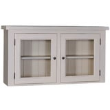 Casa Padrino Küchenbuffet Landhausstil Küchenhängeschrank Antik Hellgrau 120 x 31 x H. 65 cm - Landhausstil Küchenschrank mit 2 Glastüren