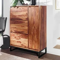 FineBuy Schuhschrank FineBuy Schuhregal 88x120x40 cm Holz Massiv Schuhkommode
