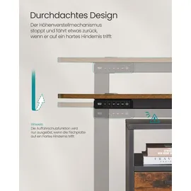 Songmics elektrisch höhenverstellbarer Schreibtisch braun rechteckig, C-Fuß-Gestell schwarz 160,0 x 60,0 cm