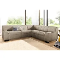 DOMO collection Ecksofa DOMO COLLECTION "Norma, moderne Armlehnen, zeitlos und elegant, Breite 247cm, L-Form", beige, B:247cm H:74cm T:212cm, Microfaser PRIMABELLE (100% Polyester);Kunstleder SOFTLUX;Struktur (90% Polyester, 10% Polyacryl);NaturLEDER (echtes Rindsleder),