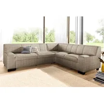 DOMO collection Ecksofa DOMO COLLECTION "Norma, moderne Armlehnen, zeitlos und elegant, Breite 247cm, L-Form", beige, B:247cm H:74cm T:212cm, Microfaser PRIMABELLE (100% Polyester);Kunstleder SOFTLUX;Struktur (90% Polyester, 10% Polyacryl);NaturLEDER (echtes Rindsleder), 