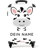 NoBoringSuitcases.com® Kinderkoffer - Koffer Kinder - Hartschalenkoffer Tiere - Zebra - Koffer Weiß Schwarz - Reisekoffer - Trolley Kinder - 55x40x20 - Handgepäck - Rollkoffer - Personalisiert