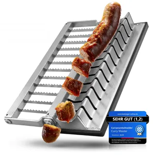 Curry Master Edelstahl Currywurstschneider manuell – Wurstschneider für perfekte Currywurst & Bratwurst | Ultrascharfe Klingen & Einfache Reinigung | Küchenhelfer & Grillzubehör für Männer & Frauen