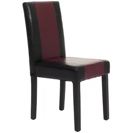 Mendler 2er-Set Esszimmerstuhl Stuhl Küchenstuhl Littau ~ Kunstleder, schwarz-rot, dunkle Beine