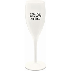 Koziol Sektglas 100 ml mit Druck CHEERS No. 1 LOVE YOU TO THE MOON, Weingläser, Weiss