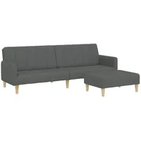 vidaXL Sofa, Konstantyn 2-Sitzer mit Fußhocker Dunkelgrau Stoff