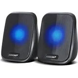 Audiocore AC835 2.0 Stereo-Lautsprecher mit LED-Hintergrundbeluchtung für PC Laptop Smartphone 2x3W RMS USB AUX Kompakt