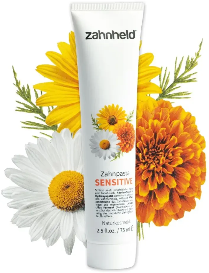 Zahnheld Zahnpasta Sensitive, unterstützt die Mundflora, pflegt und beruhigt das Zahnfleisch Zahncreme 75 ml