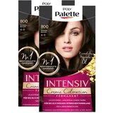 POLY PALETTE Intensiv Creme Coloration 4-0/800 Dunkelbraun Stufe 3 (2 x 115 ml), permanente Coloration für bis zu 8 Wochen intensiven Farbglanz & 100% Grauabdeckung