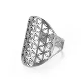 Saraswati Ring "Blume des Lebens" Edelstahl offen verstellbar