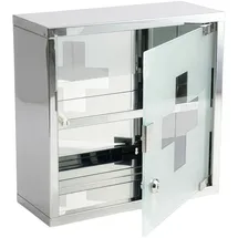 Karat Medizinschrank Allen Abschließbarer Arzneischrank mit Glastür Silber 30 x 30 cm 2 Fächer