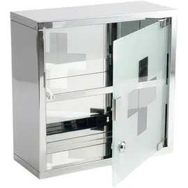 Karat Medizinschrank Allen Abschließbarer Arzneischrank mit Glastür Silber 30 x 30 cm 2 Fächer