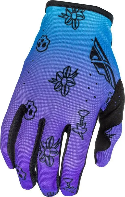 Fly Racing Lite Outline Special Edition Youth Handschuhe Blau Schwarz Viollet Lila - YL