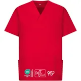 Exner Petguard EXNER Medizinischer Schlupf-Kasack, OP-Kasack, Unisex, für Krankenpflege, Altenpflege, Farbe rot, Größe 4XL - 4XL