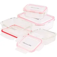 Rosenstein & Söhne 5in1 Glas XL-Frischhaltedosen-Set, 8-tlg, Clip-Deckel, -40