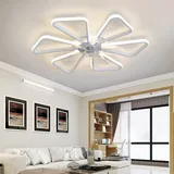 70cm Deckenventilator Mit Beleuchtung Und Fernbedienung LED Lampe Mit Ventilator Leise DC Motor Reversibel 6 Geschwindigkeit Dimmbar Windmühle Deckenventilator Mit Licht Für Schlafzimmer,Weiß