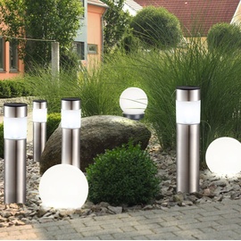 ETC Shop 7er Set LED Solar Lampen Kugel Steck Strahler Garten Weg Erdspieß Edelstahl Säulen Außen Leuchten