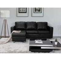 Ecksofa - Kunstleder - Schwarz - ACKLEY