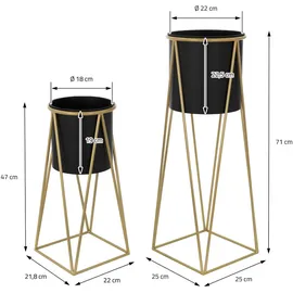 ML-Design Blumenständer 2er Set 21,8 x 22 x 47 cm Schwarz-Gold