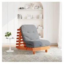 vidaXL Futon Schlafsofa mit Matratze Braun 70x206x11 Massivholz Kiefer
