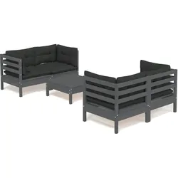 vidaXL 5-tlg. Garten-Lounge-Set mit Anthrazit Kissen Kiefernholz