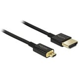 DeLOCK Slim 4K High Speed mit Ethernet HDMI 2.0 Kabel Typ-A/Typ-D Micro, 2m (84783)