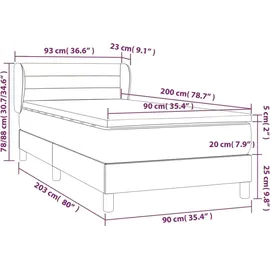 vidaXL Boxspringbett 90 x 200 cm Creme