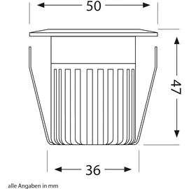 ledscom.de LED Bodeneinbauleuchte rund Aluminium 50mm Ø 4,7 cm warmweiß