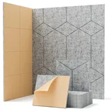 Soundsbay Akustikplatten Selbstklebend 12 Stück, Schallabsorber, Schallschutz, Schalldämmung Wand tür Decken, Akustikpaneele für Akustische Behandlung und Wanddekoration 30x26x0.9cm (Silbergrau)