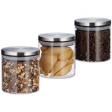 Relaxdays Vorratsdosen 11,0 cm hoch transparent 380,0 ml, 3 St.
