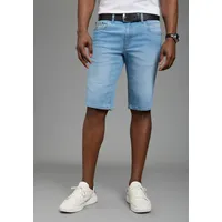 delmao Jeansshorts DELMAO, Herren, Gr. 32, N-Gr, blau used, Denim/Jeans, Obermaterial: 99% Baumwolle, 1% Elasthan, kontrastfarbene Details, regular fit kniefrei, Jeans Jeansshorts, gerade geschnittene Beine, Regular-Fit, kniefreie Länge