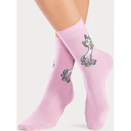 H.I.S. H.I.S Basicsocken in 1x ecru, 1x rosa, 1x lila, 1x hellgrau-meliert | Gr. 19-22