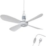 Bestlivings Mobiler Deckenventilator Weiß (5m XXL Kabel) mit Stecker und Schalter, 220V-240V / 5 Watt, Ø40 cm Decken Ventilator mit Aufhänger