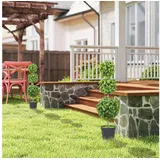 Homcom 2er Set Künstlicher Buchsbaum groß 100cm Kunstpflanze, Künstliche Pflanzen im Topf, Kunstbaum mit UV-Schutz wie echt für Wohnzimmer Schlafzimmer Büro Garten Moderne Dekoration Geschenk