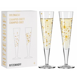 Ritzenhoff & Breker RITZENHOFF 6031007 Champagnerglas 200 ml - Serie Goldnacht 2er Set F24 - Designerstück mit Echt-Gold - Made in Germany