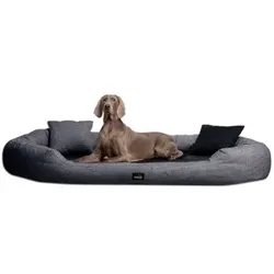 Tierlando ® BALOU - Orthopädisches Hundebett mit Visco Plus Matratze graphit schwarz 1,45 m, 30 cm, 1,1 m