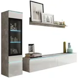 P & B Wohnwand Vera, | BETONOPTIK/WEISS HG.