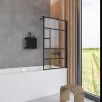 Schulte Duschwand für Badewanne, 5 mm Sicherheitsglas Atelier 1 mit fixil-Glasbeschichtung - Schwarz