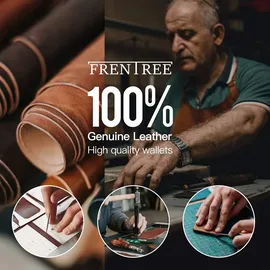 Frentree Frentree® Herren Leder Geldbörse mit RFID Schutz, 11 Kartenfächer, Hochformat Portemonnaie, Schwarz