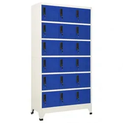 Schließfachschrank Stahl V7 | vidaXL : Farbe - Grau und Blau