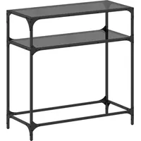 VidaXL Konsolentisch mit Glasplatte Schwarz 80x35x81 cm Stahl