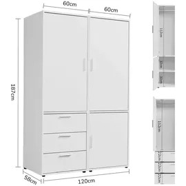mokebo Drehtürenschrank Der Grenzenlose 120 x 187 x 58 cm Weiß