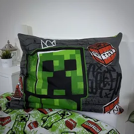 Minecraft Metro Art Rot/Grau/Grün 140 x 200 cm + 70 x 90 cm