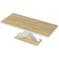 designimpex Esstisch Design Tisch HE-888 Eiche Natur - Weiß Hochglanz ausziehbar 160-210 cm beige