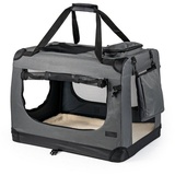 LIONTO Hundetransportbox aus Textil, 70x52x50 cm, grau