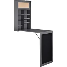 [en.casa] Klappschreibtisch Schreibtisch zum Ausklappen Wandklapptisch mit Tafel und Pinnwand Dunkelgrau - Dunkelgrau