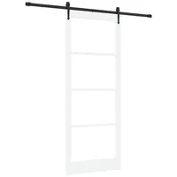 vidaXL Haustür Schiebetür ORKDAL Weiß 93 x 232 cm Massivholz Kiefer und Glas (1-St) schwarz