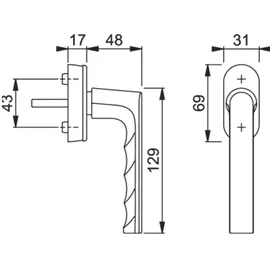 HOPPE Fenstergriff Hamburg 0700/UD9020 7/32-42 Aluminium mattschwarz Griff