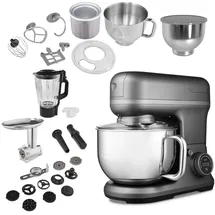 Medion Küchenmaschine "MD 18442, 8 Geschwindigkeitsstufen, Impulsfunktion, 5L Rührschüssel", grau (titan), B:39cm H:35,4cm T:23cm, Küchenmaschinen, Umfangreiches Zubehör-Set inkl. Eisschüssel für Speiseeiszubereitung, Küchenmaschine